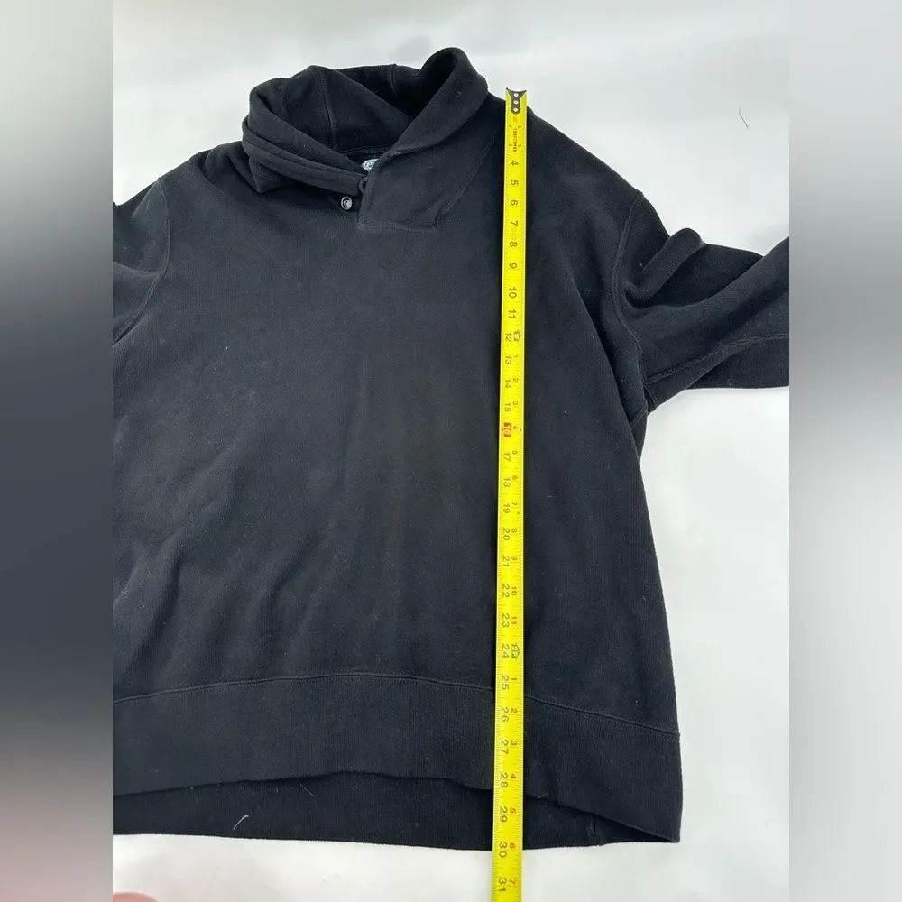 Polo Ralph Lauren Mens XXL Black Pull Over 1/4 Button Cowl Neck Sweater Pullover